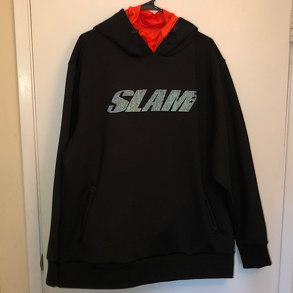 Black, orange, and grey with reflection, size XL